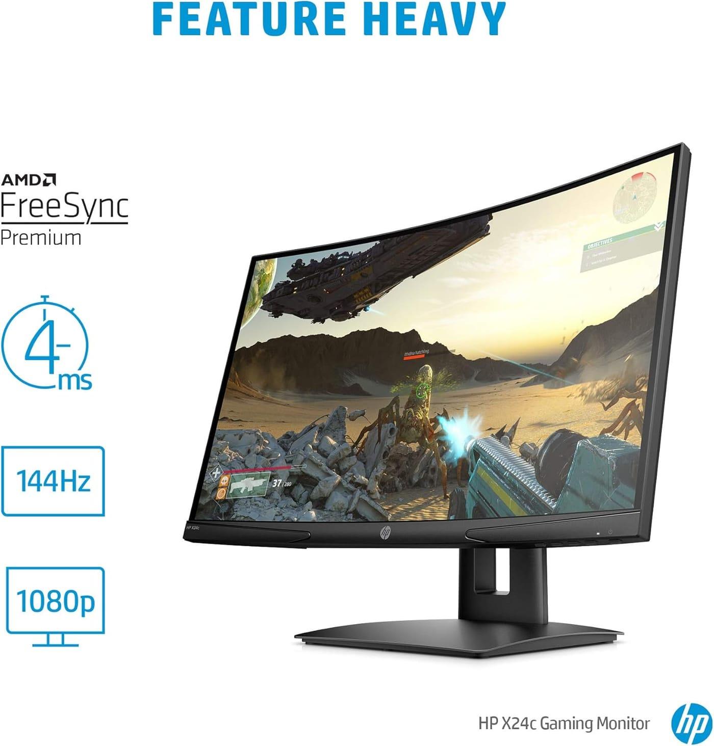 HP X24c 23.6″ VA Panel 144Hz 4ms FHD  Curved Gaming Monitor-9FM22AS 2