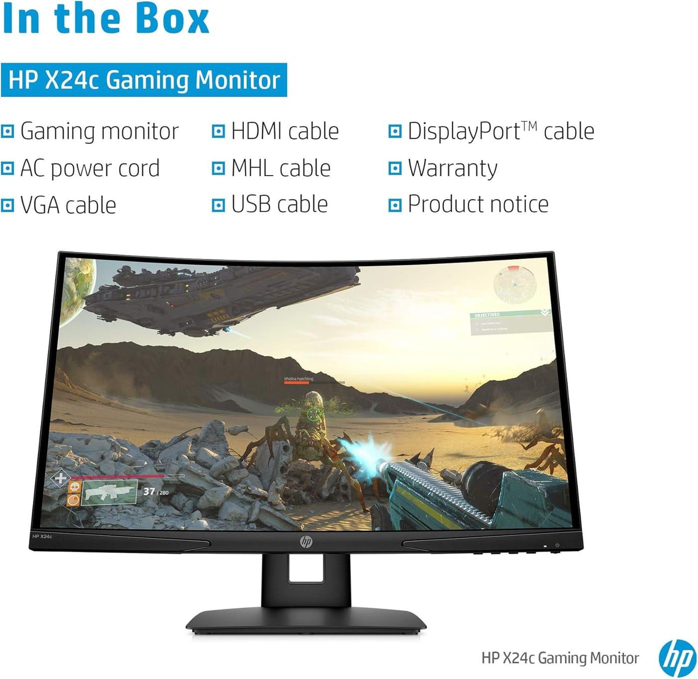 HP X24c 23.6″ VA Panel 144Hz 4ms FHD  Curved Gaming Monitor-9FM22AS 5
