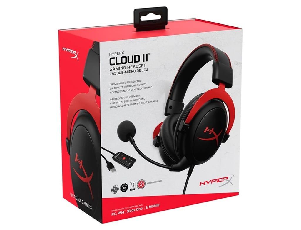 HyperX Cloud II, 7.1 Surround Sound Wired Gaming Headset for PC, PS5, PS4, Xbox One, Switch – Red