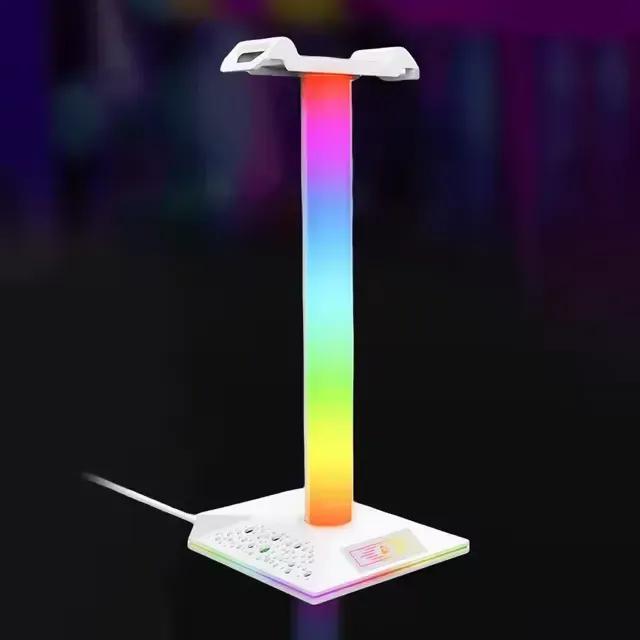 RGB Headset Stand Dream color Lights with Type-c USB Ports Headphone Holder for TV Desktop Gamers Gaming PC Accessories Desk
