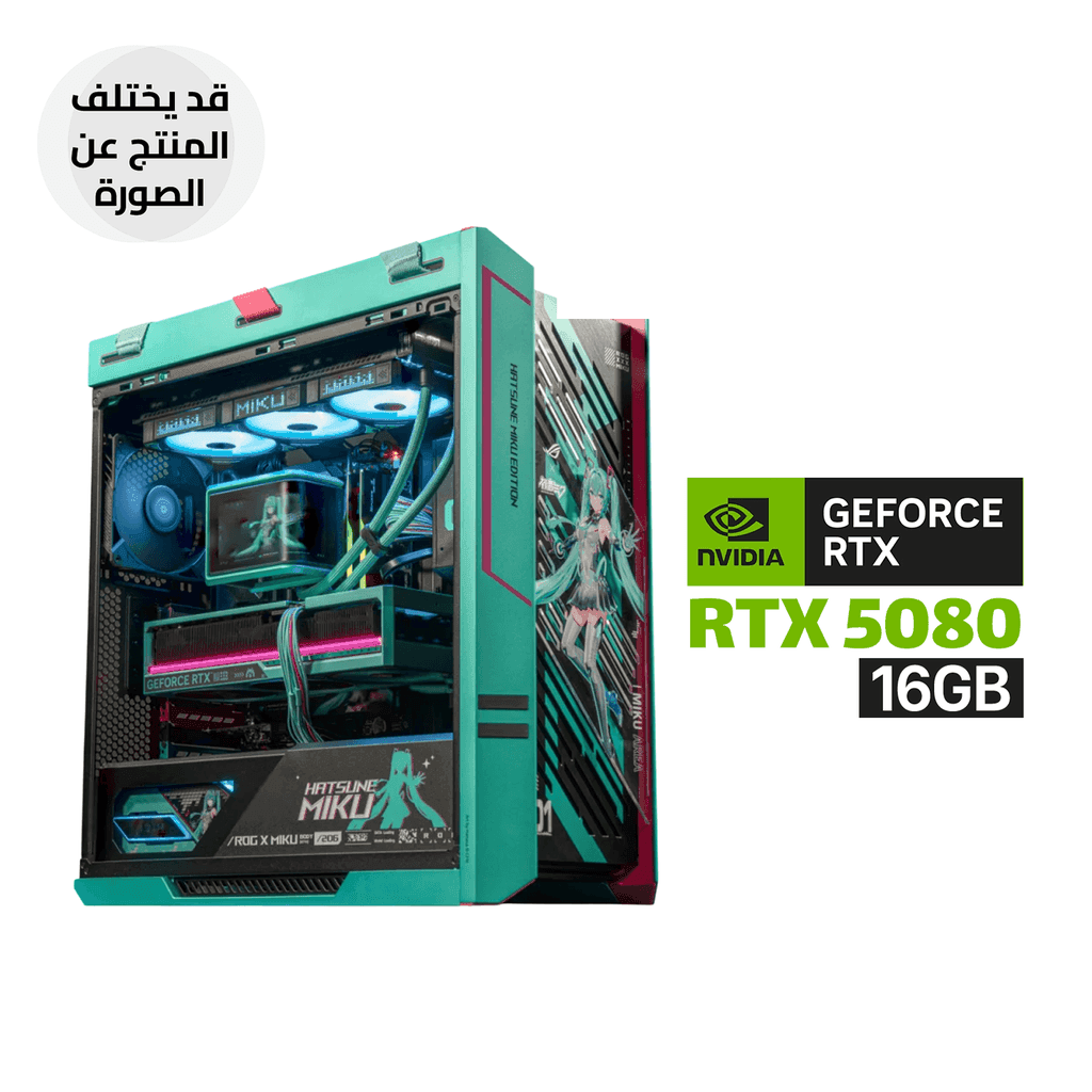 Gaming PC AMD RYZEN 7-9800X3D Processor, ASUS ROG Strix X870E-H DDR5 Motherboard MIKU, 32GB DDR5-6000 RAM, WD 2TB NVME GEN-4, RTX 5080 16GB MIKU, ROG Ryuo IV 360 Cooler MIKU, Thor 1200W PSU MIKU, Helios II Case MIKU, Windows 11 Pro (License)