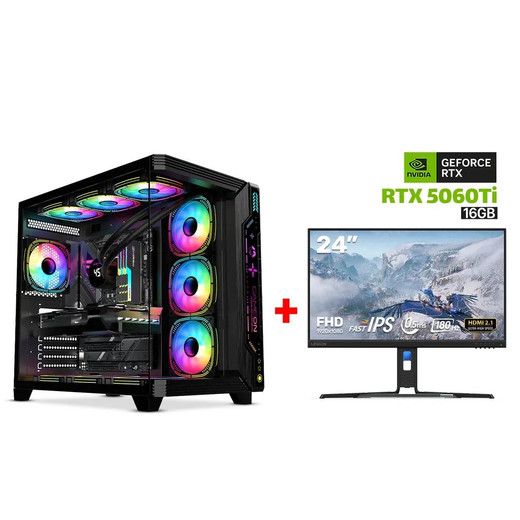 Gaming PC i5-14400F CPU, B760M DDR5 MB, 32GB DDR5 RAM, 1TB NVMe SSD, GeForce RTX 5060 Ti 16GB VGA, 750 WATT PSU, GameOn Pulse Series Mid Tower Case, USB Wi-Fi Adapter, Win 11 Pro (License), Lenovo Legion R24E 23.8″ FHD 180Hz Gaming Monitor (67CCGAC4A
