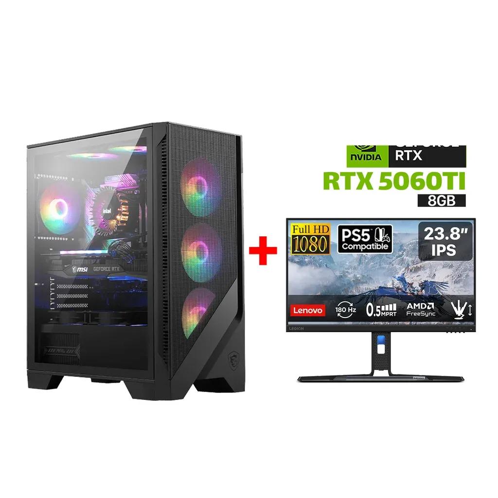 Gaming PC i5-14400F,H610 D5 Motherboard,16GB D5 RAM,1TB NVMe SSD,RTX 5060Ti 8GB,750 WATT PSU,MSI MAG Forge 112R Case,USB Wi-Fi Adapter,Win 11 Pro (License)+GAMEON Call Of Duty COD27FHD180IPS 27″ FHD,180Hz,HDMI 2.1 Gaming Monitor+Sharx JS4X1 4in1 Bundle