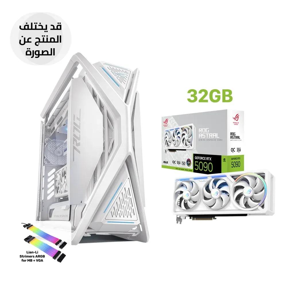 Gaming PC RYZEN 9-9950X3D, ASUS X870-A WIFI 7, 64GB Ram White, SAMSUNG 2TB SSD NVMe, ASUS ASTRAL RTX 5090 32GB White, ASUS RYUJIN L360 White, ROG Thor PLATINUM III 1200W, ROG Hyperion GR701 Case White, Lian-Li Strimers ARGB Cables, Win 11 Pro (License)