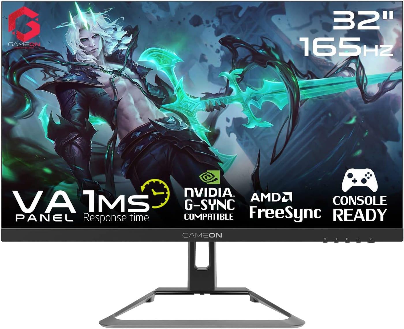 GAMEON GOE32FHD165VA 32″ FHD, 165Hz, 1ms Flat VA Gaming Monitor, Black – (HDMI 2.1 Console Compatible)