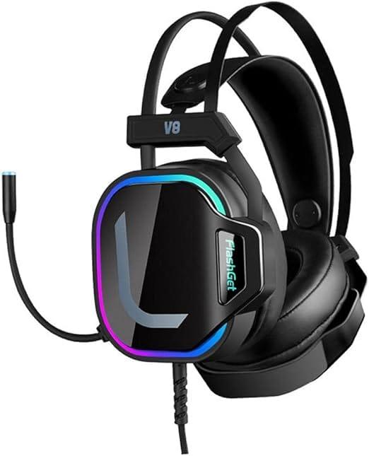 FlashGet V8 7.1 HIGH END BACKLIGHT GAMING HEADSET FOR PC, BLACK