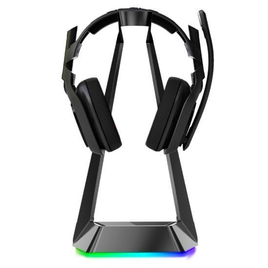 Blue Solids Technology – RGB Lighting Gaming Headset Stand with Three USB Ports , Black