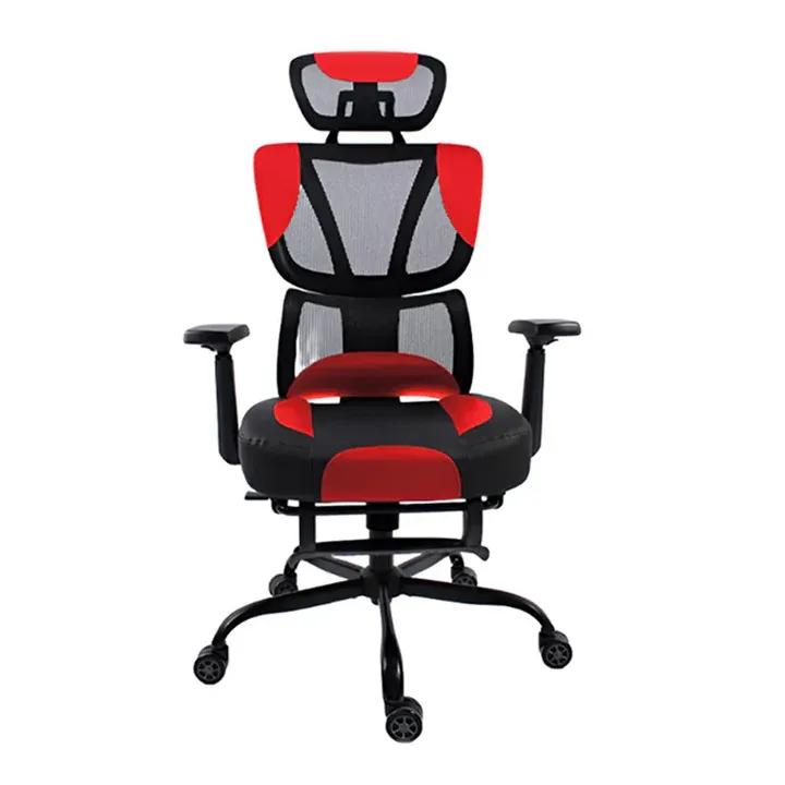 BLACK BULL Gaming Chair With Headrest Up & Down Slide Adjustable and Moveable Armrest, Woven Fabric Black & RED