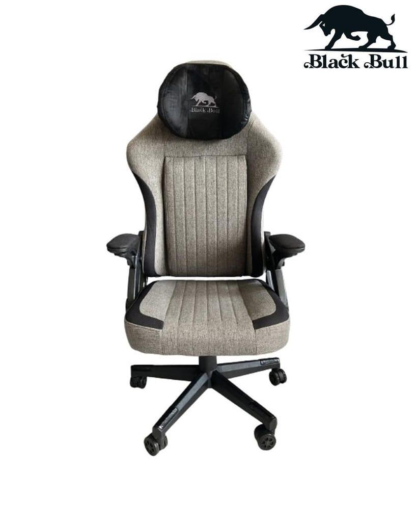 Black Bull Gaming Chair With Molded Headrest Up & Down – Fabric, Gray /Black – UMGC106R
