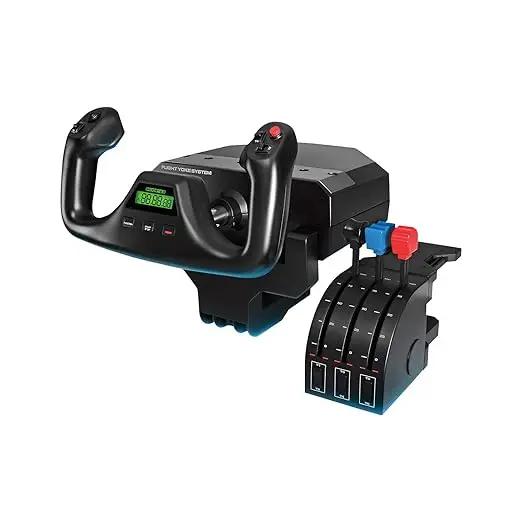 Logitech G PRO Flight Yoke System, Professional Simulation Yoke and Throttle Quadrant, 3 Modes, 75 Programmable Controls, Configurable Knobs, Steel Shaft, USB, PC – Black