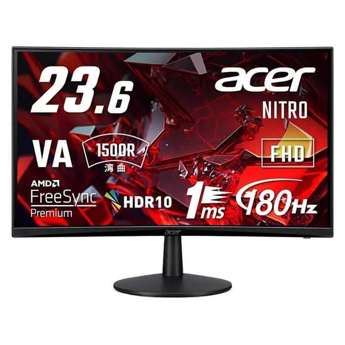 Acer Nitro ED240Q S Curved Gaming Monitor 23.6-inch FHD 1920×1080, VA Panel Technology, HDR10, 180Hz Refresh Rate, 1ms Response Time, AMD FreeSync Premium technology, Built-in Speakers – Black