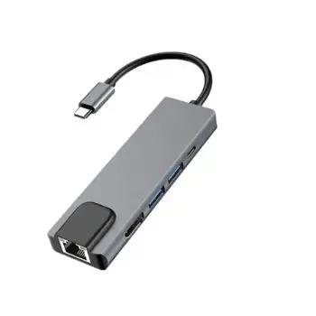 5 in1 USB C 4K HDMI Adapter with Ethernet Port,100W PD ,USB 3.0& 2.0 Ports ,for MacBook Pro,Chromebook, XPS,and USB C Devices