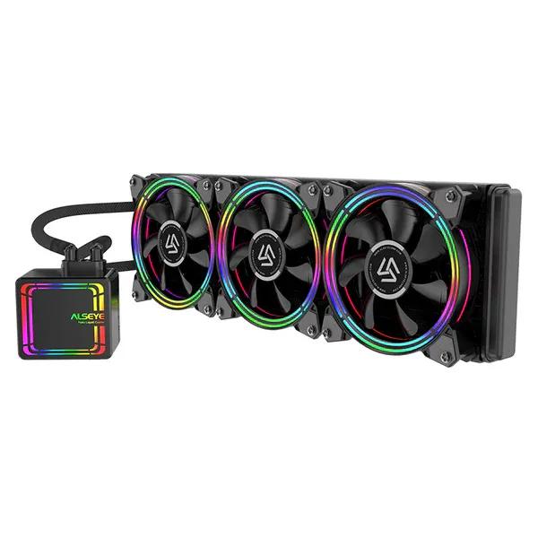 Alseye Halo H360 – 360mm AiO Liquid Cooling PWM Capable Triple Fan with Premium RGB Lights for Desktop Computers