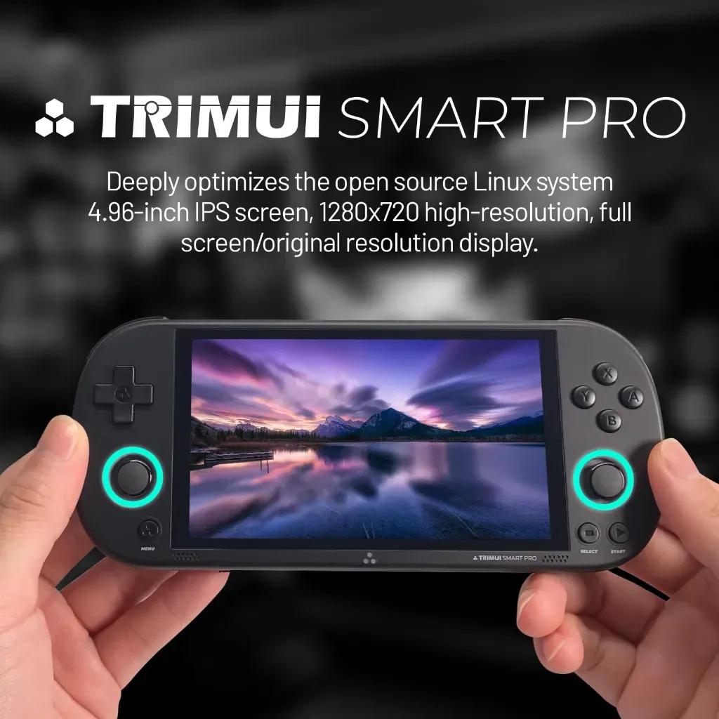Trimui Smart Pro Retro Handheld Game Console 4.96 Inches 720×1280 IPS Screen Built in 64G TF Card Video Gaming Consoles 5000mAh Lithium Battery Supports Multiple Simulators Casual Game Console White