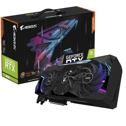 Gigabyte AORUS GeForce RTX™ 3080 MASTER 10G, 1845 MHz Core Clock, GDDR6X, 10GB, 320 bit, PCI-E 4.0 x 16, ATX Graphics Card – Black I GV-N3080AORUS M-10GD