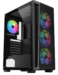SHARX RAZORFIN ARGB – ATX PC Case With Front Mesh Panel, 4 x 120mm Pre-Installed Fans Model R-200, Black