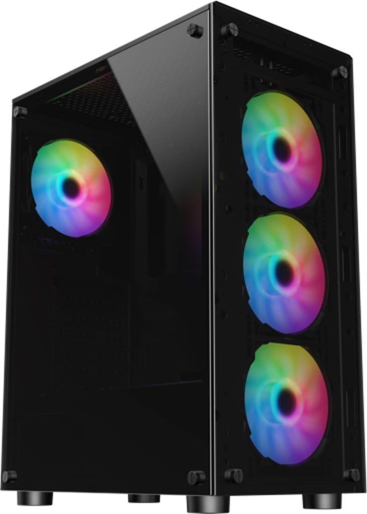SHARX ZEPHYR ARGB – ATX Mid Tower Gaming Case With Front Tempered Glass, 4 x 120mm ARGB Computer Fans Model Z-200, Black