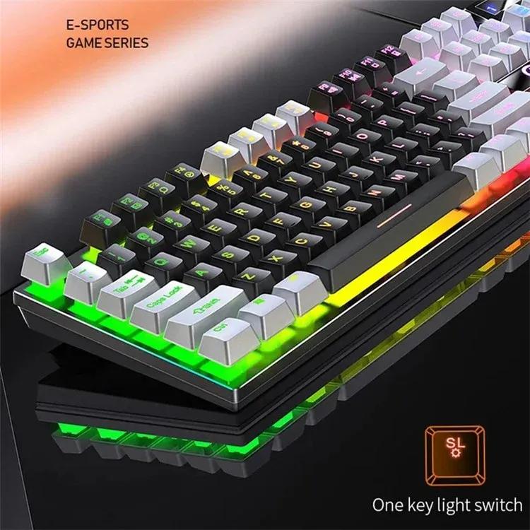 YINDIAO K500 Backlit Wired Gaming Keyboard Ambient Light Home Computer Keyboard – Black / Mix Light