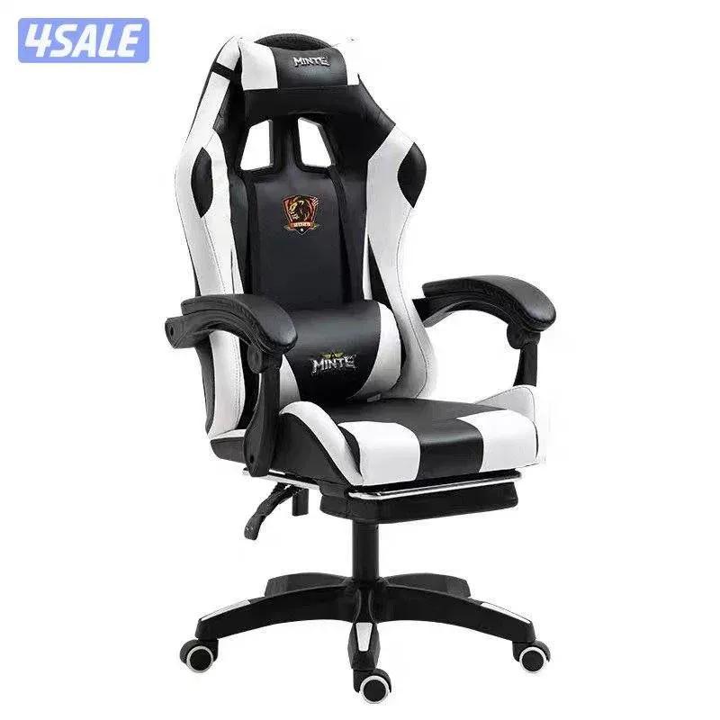 MINTE Leather Gaming Chair with Headrest – Black/ White