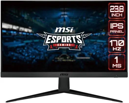 MSI G2412 Flat Gaming Monitor, 24″ FHD 1920×1080 IPS Display, 170Hz Refresh Rate, 1ms Response Time, 16.7M Colors, FreeSync Premium, 2x HDMI, 1x DP