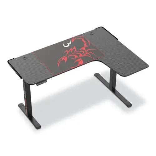 L-Shaped Standing Desk, Right Desk, 60″ x 43.69″ x 29.88″ to 48.38″, Black