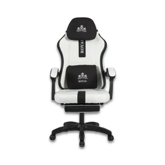 Royal C23 Gaming Chair with Adjustable Headrest, Lumbar Pillow and Footrest – White