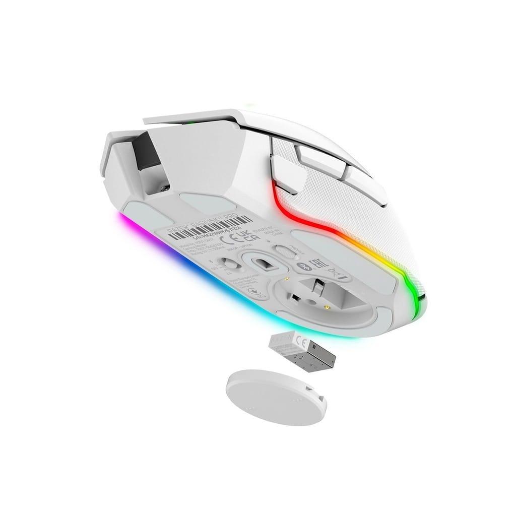 Razer Basilisk V3 Pro Wireless/BT/Wired Gaming Mouse Hyper Scroll Tilt Wheel, 30K DPI Optical Sensor, Gen-3 Optical Switches, 13-Zone Chroma RGB, 13 Programmable Controls – White