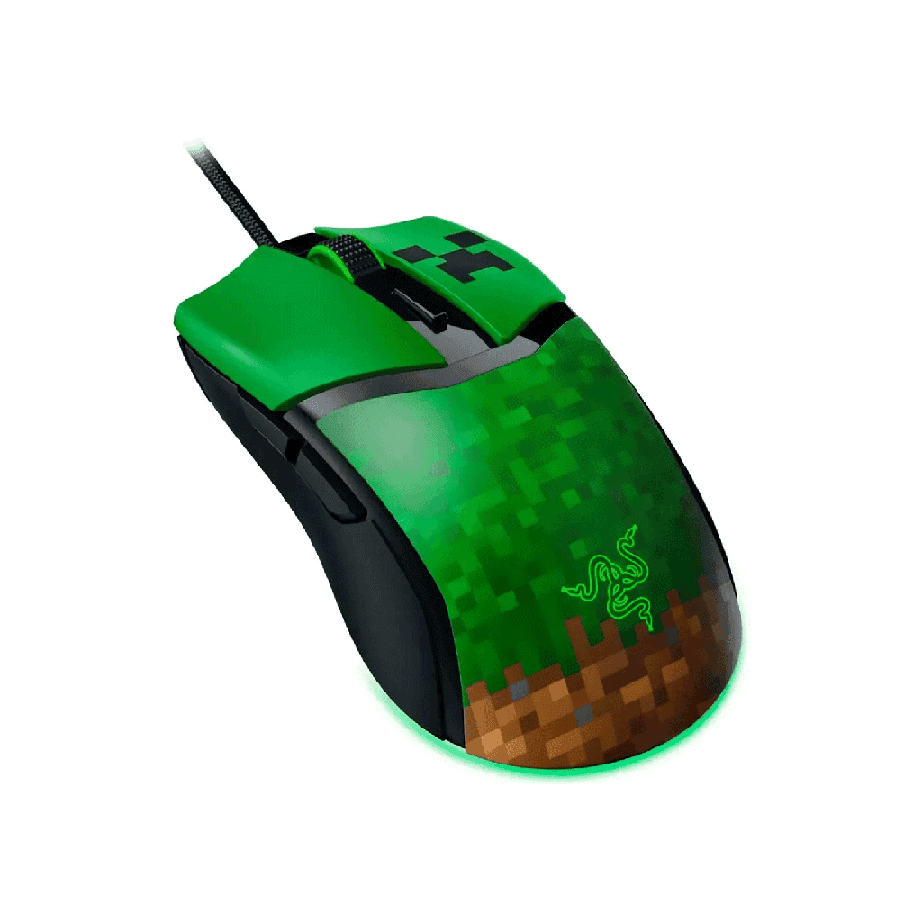 Razer Cobra Minecraft Edition Lightweight Optical Wired Gaming Mouse with Chroma RGB Lighting, Razer Gen‑3 Optical Mouse Switches – Green