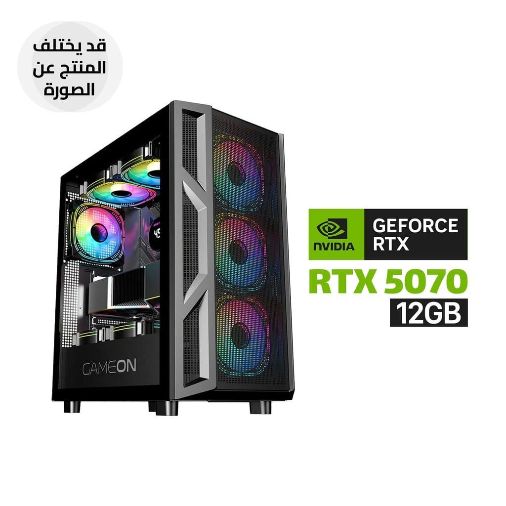 Gaming PC i5-14400F Processor, B760M D5 Motherboard, 16GB RAM DDR5, 1TB SSD NVMe, RTX 5070 12GB VGA, 850 WATT PSU, AZZA L240 Liquid Cooler, GameOn Trident IV Series Case with 4 RGB Fans, Windows 11 Pro (License)