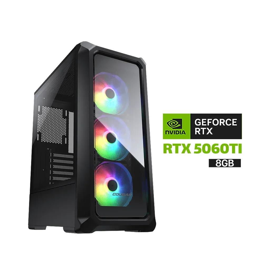 Gaming PC Intel Core Ultra 5-225F 4.90GHz 20MB Processor, ASUS H810 Motherboard, 16GB DDR5 RAM DDR5, 1TB SSD NVME, RTX 5060 TI 8GB VGA, 750 WATT PSU, Cougar Archon 2 RGB Brilliant Mid Tower Case, 3x Pre-Installed ARGB Fans, Windows 11 Pro (License)