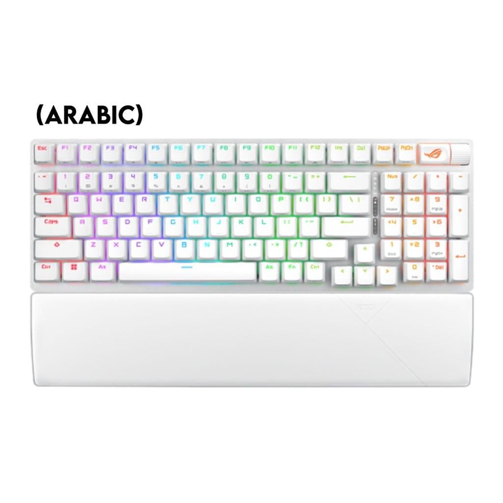 Asus X901 Rog Strix Scope II 96 Wireless Mechanical Gaming KeyBoard NX Snow Switch Refined Linear (Arabic) – White
