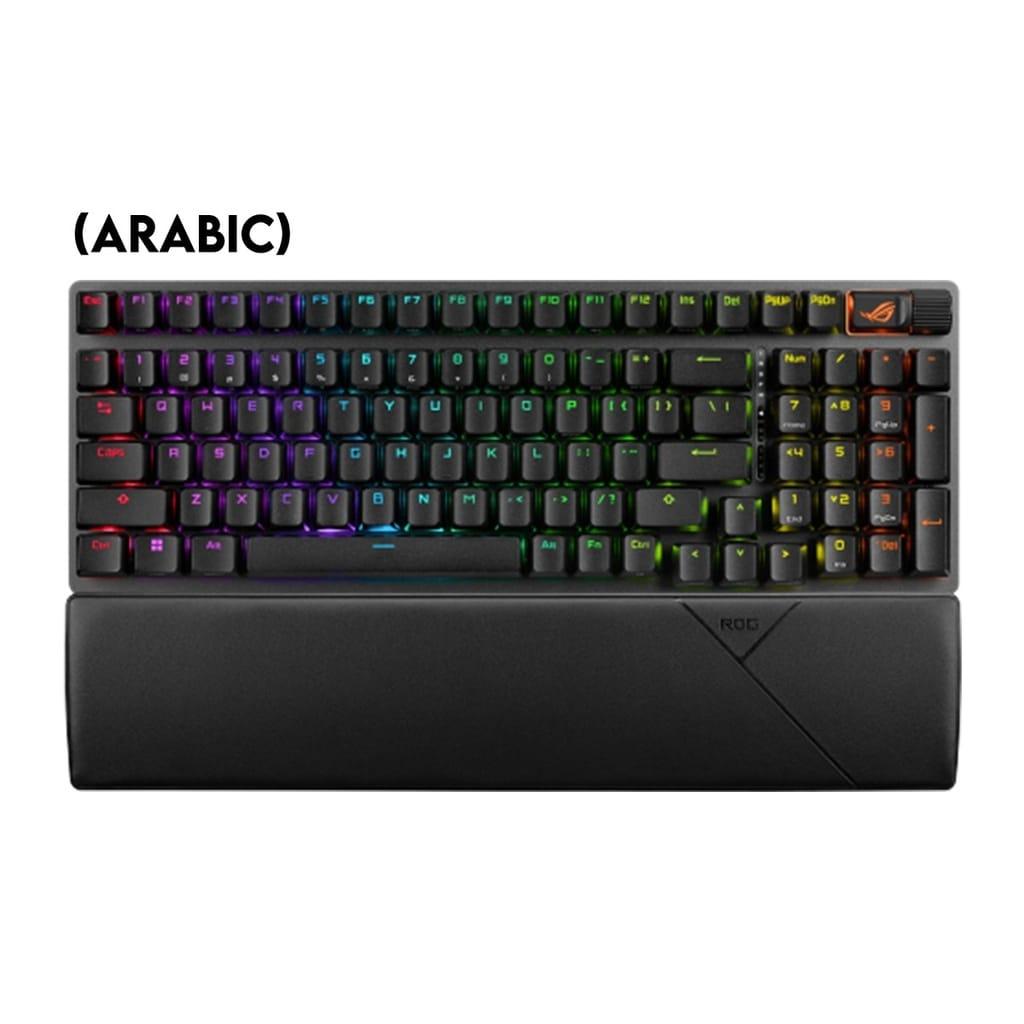 Asus X901 ROG Strix Scope II 96 Wireless Mechanical Gaming KeyBoard NX Snow Switch Refined Linear (Arabic) – Black