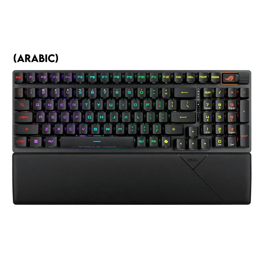 Asus X902 Rog Strix Scope II 96 RX Wireless Optical Mechanical Gaming Keyboard Rog RX Blue Switch Clicky And Speedy (Arabic) – Black