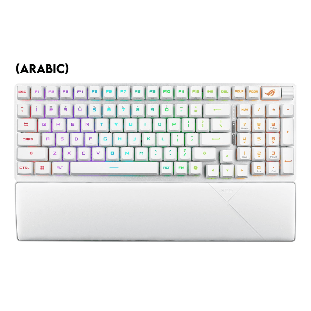 Asus X902 Rog Strix Scope II 96 RX Wireless Optical Mechanical Gaming Keyboard Rog RX Blue Switch Clicky And Speedy (Arabic) – White