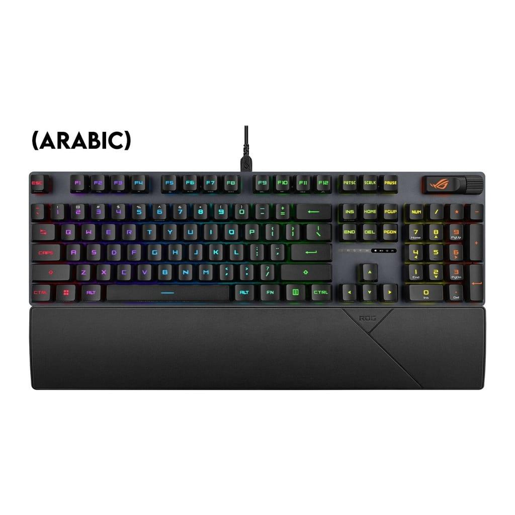 Asus XA11 Rog Strix Scope II Wired Optical Mechanical Gaming Keyboard RX Red Switch Linear & Swift (Arabic) – Black