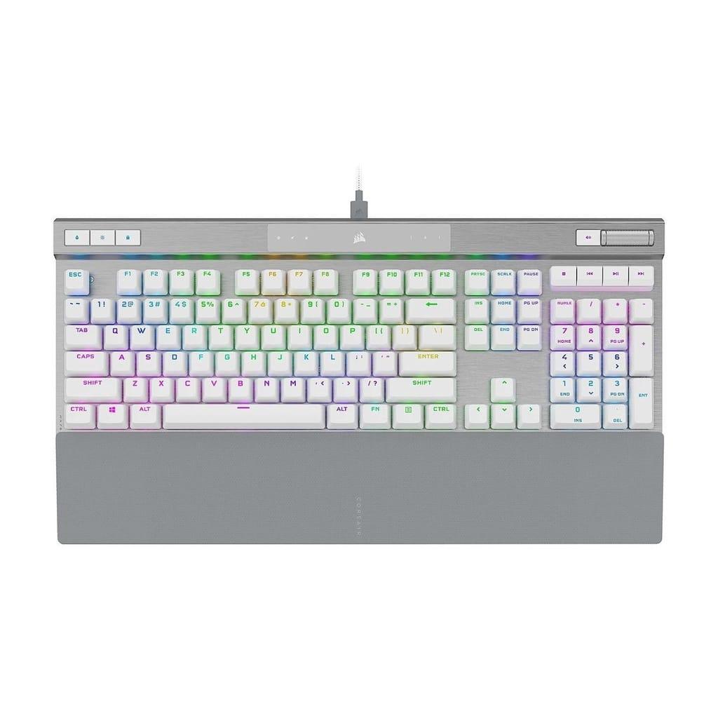 Corsair K70 PRO RGB Optical-Mechanical Gaming Keyboard OPX Linear Switch PBT Double-Shot Keycaps – White