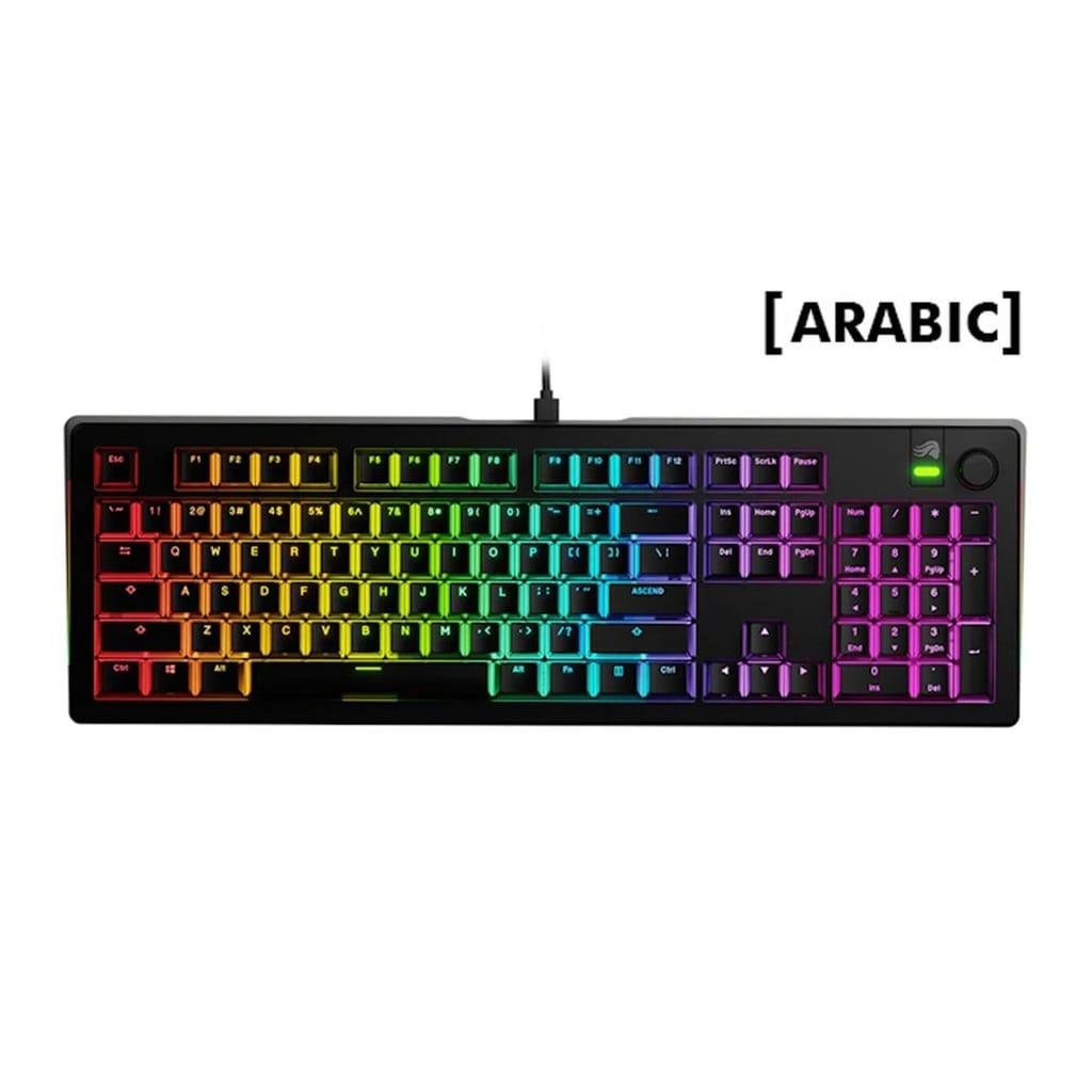 Glorious GMMK3 100% Mechanical Wired Mechanical Keyboard DoubleShot Keycaps Glorious Fox lubed Linear Switches (Arabic)- Black