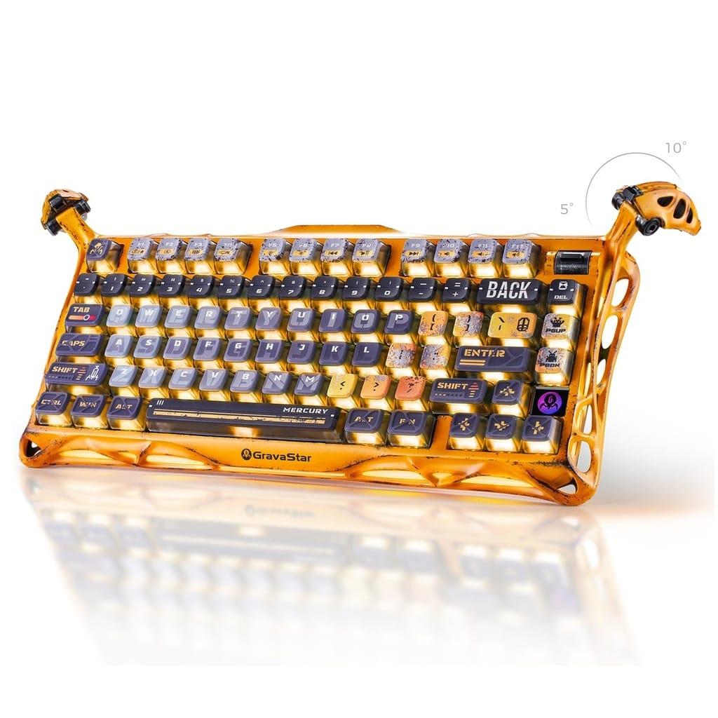 GravaStar Mercury K1 Pro 75% Wireless Mechanical Gaming Keyboard For Windows XP & Above/Mac – Battle Worn Yellow
