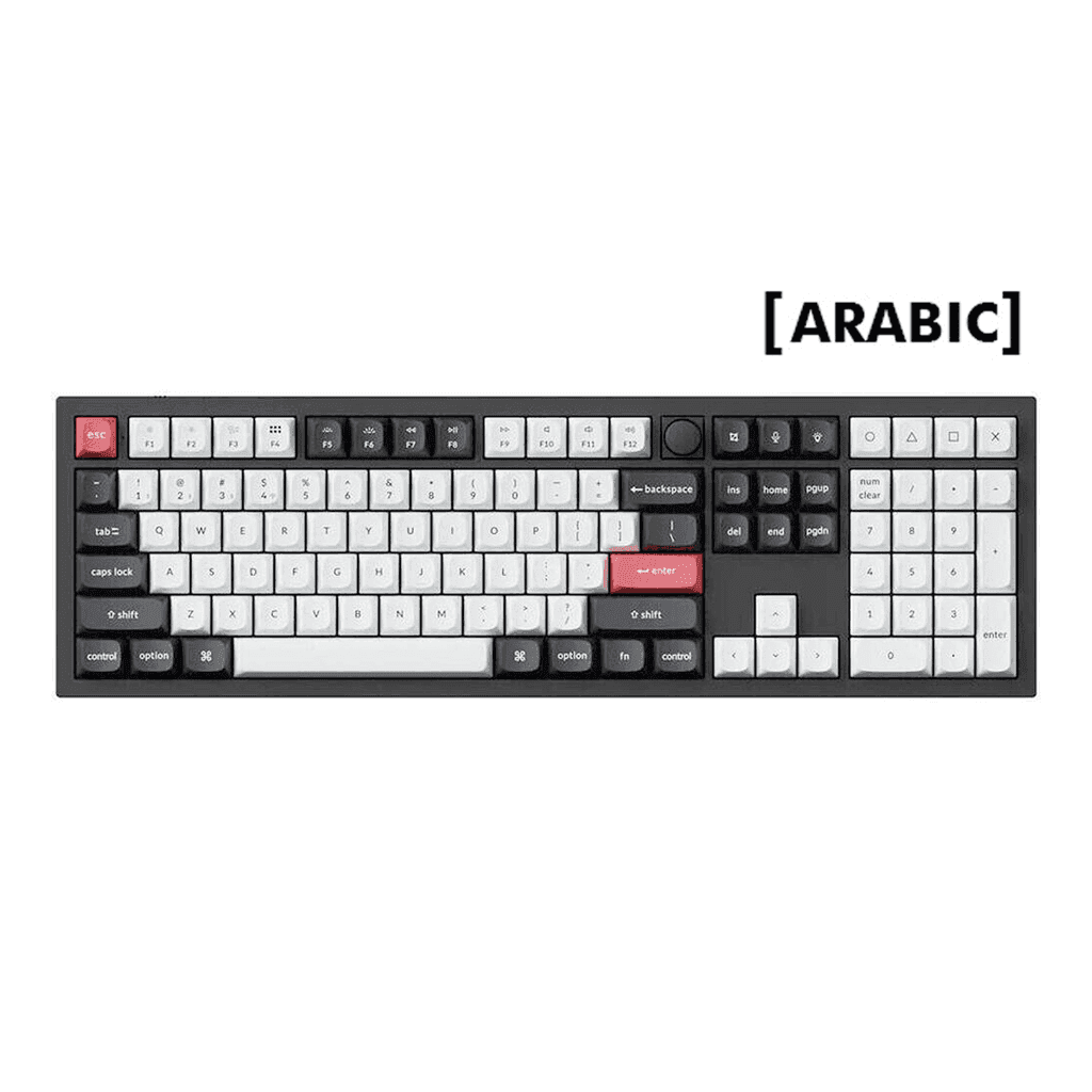 Keychron Q6 HE QMK Wireless Keyboard Gateron double-rail magnetic switch 2.4 GHz / Bluetooth / Type-C wired (Arabic Layout)-Black/White