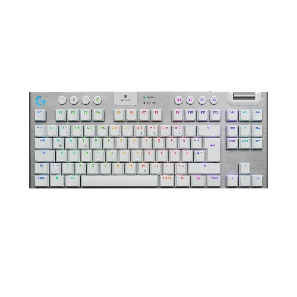 Logitech G915 X LIGHTSPEED TKL Mechanical Keyboard, Tactile Switches, Double-Shot PBT Keycaps, LIGHTSYNC RGB Illumination, Tri-Mode Connectivity, English (US) Layout, White | 920-012737
