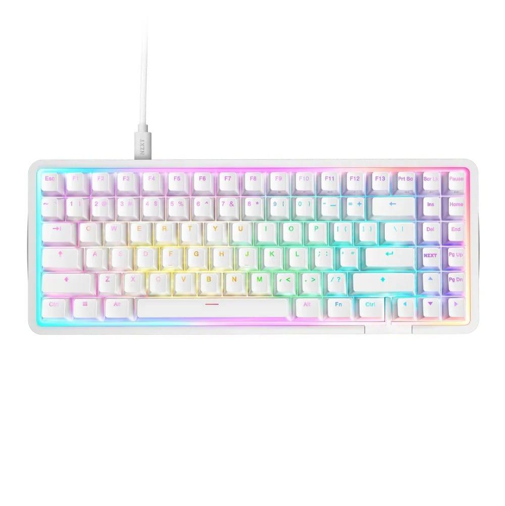 NZXT Function Elite Mini TKL Wired Gaming Keyboard – White