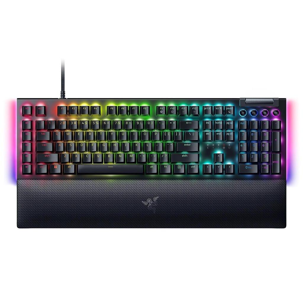 Razer BlackWidow V4 X Mechanical Gaming Keyboard with Razer Chroma RGB: Green Mechanical Switches, 6 Dedicated Macro Keys, Multi-Function Roller, Secondary Media Keys – Arabic Layout – Black