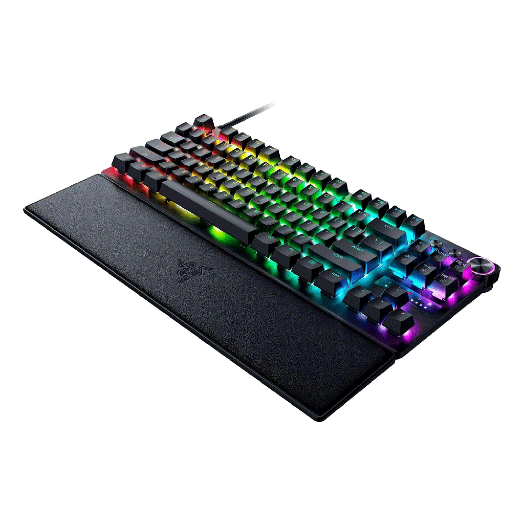 Razer Huntsman V3 Pro Esports Gaming Keyboard: Analog Optical Switches, Rapid Trigger & Adjustable Actuation, Media Keys & Dial, Doubleshot PBT Keycaps, Wrist Rest – Black