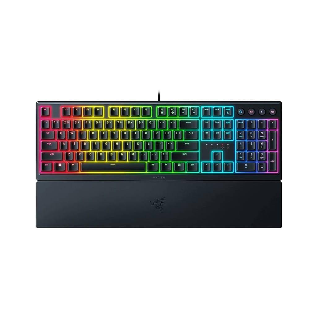 Razer Ornata V3 Gaming Keyboard: Low-Profile Keys, Mecha-Membrane Switches, UV-Coated Keycaps, Backlit Media Keys, 10-Zone RGB Lighting, Spill-Resistant, Magnetic Wrist Wrest – Black
