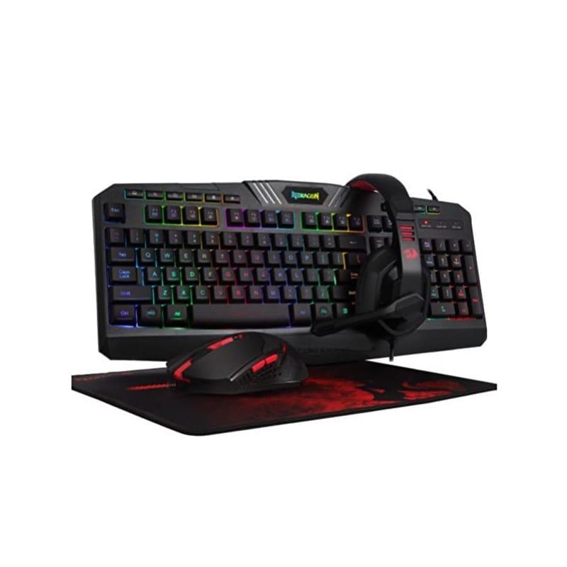 Redragon Gaming Essentials RGB Wired KeyBoard Mouse Headset & Mouse Pad 4 in 1 Set – Black