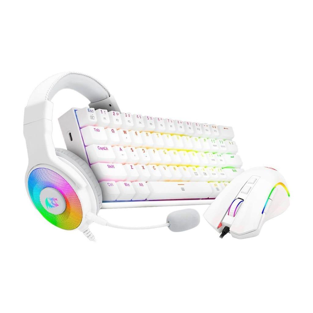 Redragon S129W 3in1 Gaming Mouse, Headset and Keyboard Combo – White