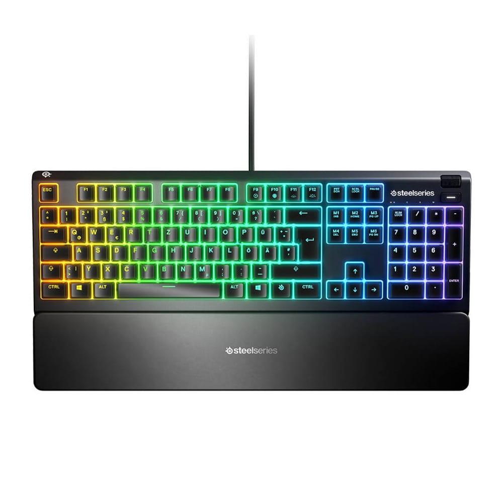 SteelSeries Apex 3 RGB Wired Gaming Keyboard IP32 Water Resistant Whisper Quiet Switches – Black (Arabic layout)