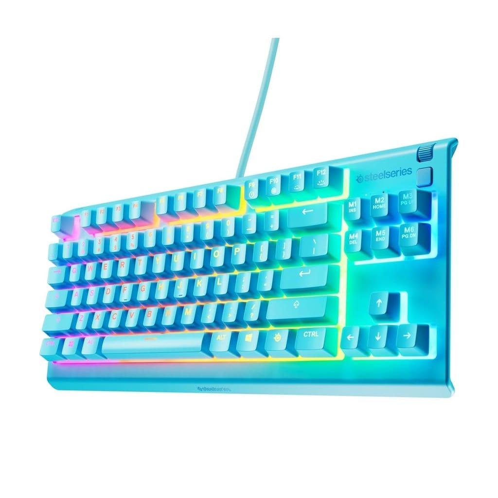 SteelSeries Apex 3 TKL Wired RGB Gaming Keyboard Water and Dust Resistant Whisper Quiet Switches – Aqua