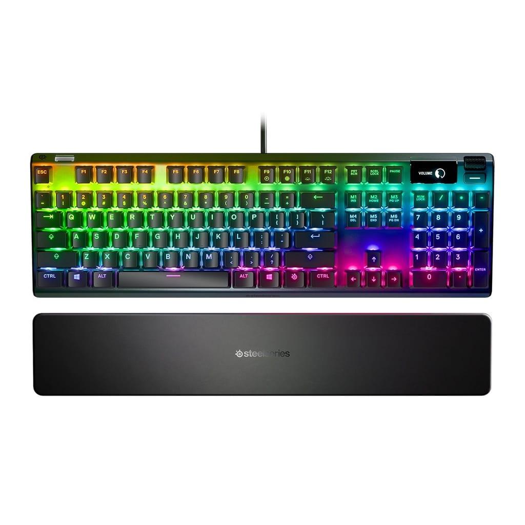 SteelSeries Apex Pro Mechanical Gaming Keyboard, OLED Smart Display, Omnipoint 2.0 Adjustable Hyper Magnetic Switches, Detachable Magnetic Wrist Rest, USB Passthrough, For PC/PS5 & Xbox