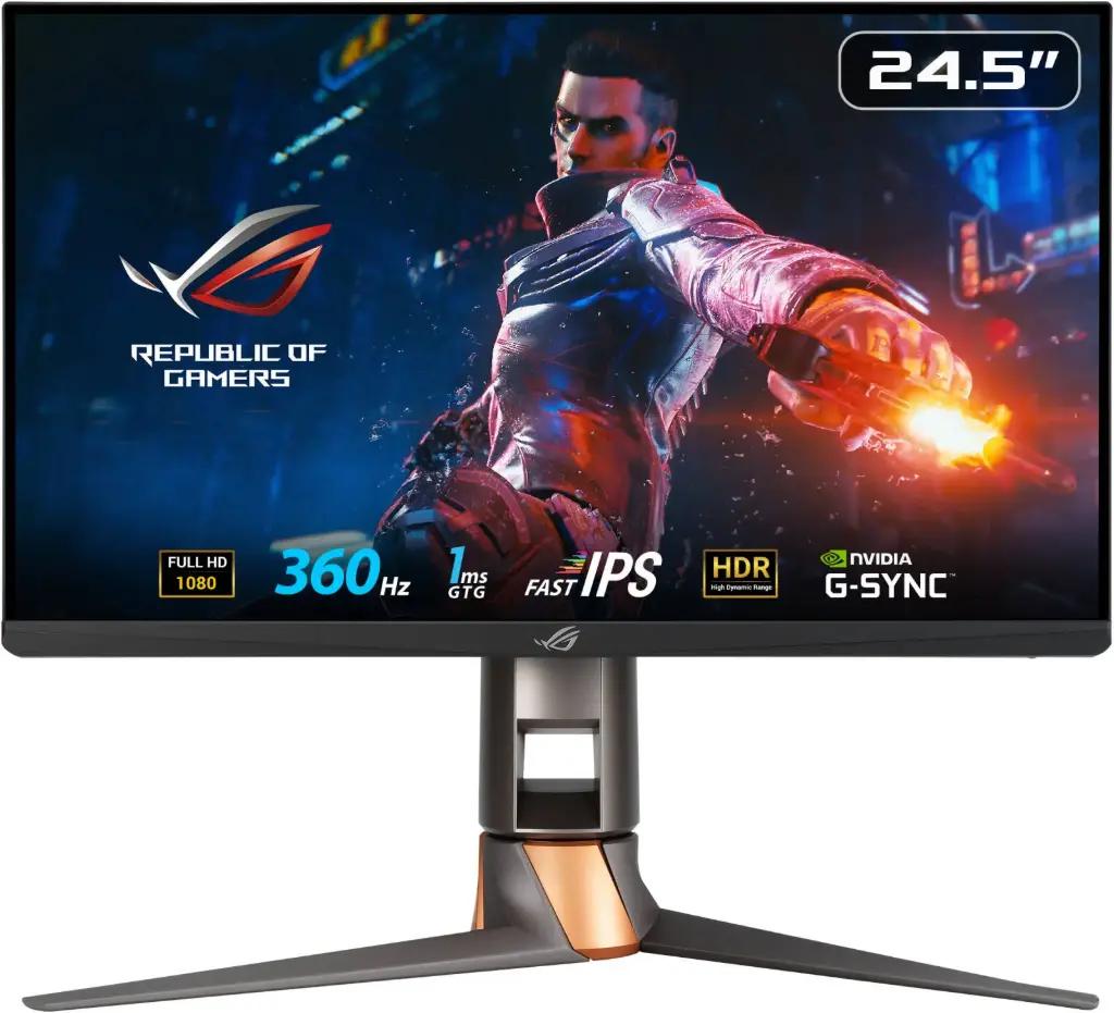 ASUS ROG Swift PG259QN Gaming Monitor, 24.5″ FHD Fast IPS Display, 360Hz Refresh Rate, 1ms (GtG) Response Time, G-Sync Technology, GamePlus Function, DisplayPort & HDMI Output | 90LM05Q0-B01370